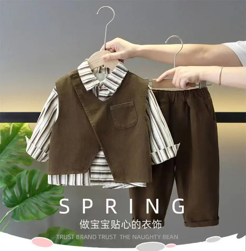 Korean Jungen Set - 3-Teiliges Outfit Ganzjährig Größe 4-6