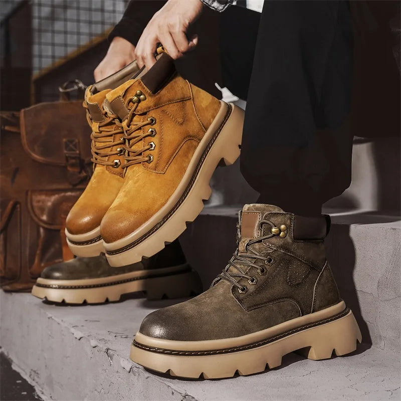 YEISNDOOCN Model N Atmungsaktive Schnürstiefel - Größe 42, Leder Obermaterial, Mesh Innenfutter