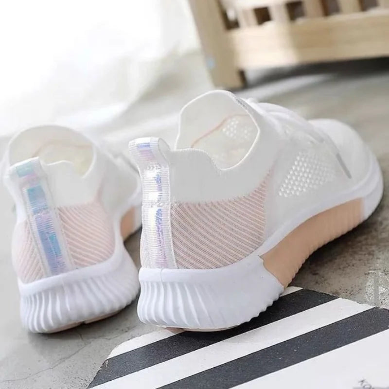 Women's Shoes 2021 Spring White New Breathable Sports Mesh Versatile Summer  Hollow Walking Flying Woven No-slip Ladies Sneakers