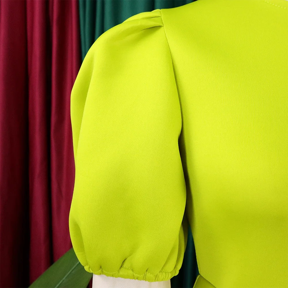 Elegante Kleider Für Frauen 2024 O-Ausschnitt Kurze Ärmel Hohe Taille Plissiert Midi Luxus Weiblich Geburtstag Party Dinner Vestidos