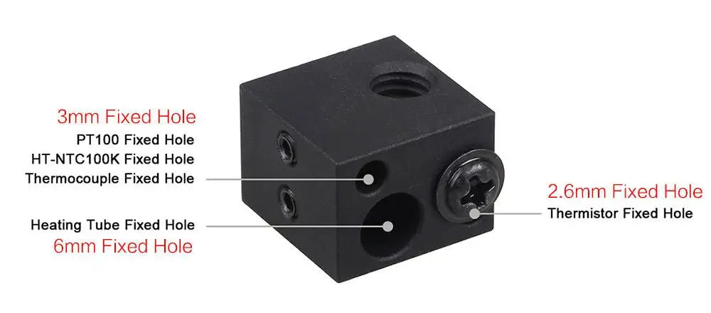 LERDGE Aluminium Heat Block For J-head Extruder HotEnd 3D Printers High Temp Silicone Socks Parts BP6 Heating Block Accessories