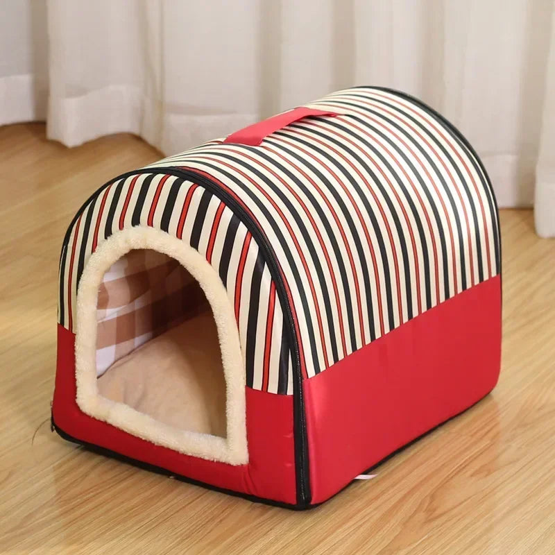 Winter Pet Cat Bed Foldable Dog House Dog Villa Sleep Kennel Removable Nest Warm Enclosed Cave Sofa Big Dog Kennel Pet Supplies