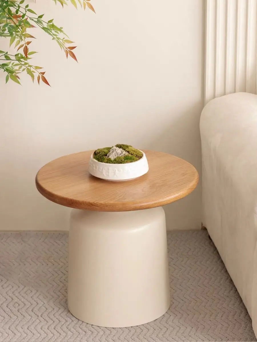 Creamy Wind Apartment Coffee Table Living Room Household Small Apartment Simplicity Iron Round Homestay Coffee Table Furniture