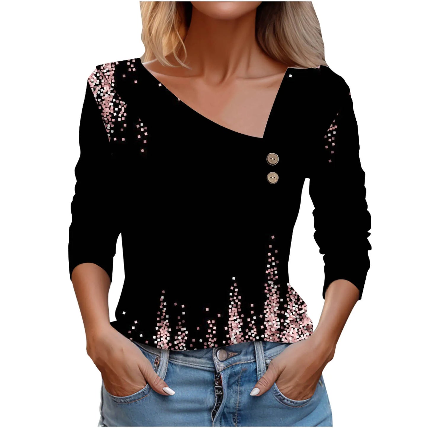 T Shirt For Women Fashion Long Sleeve Top White Floral Print Shirts And Blouses 3D Print Clothes For Women 2025 y2k