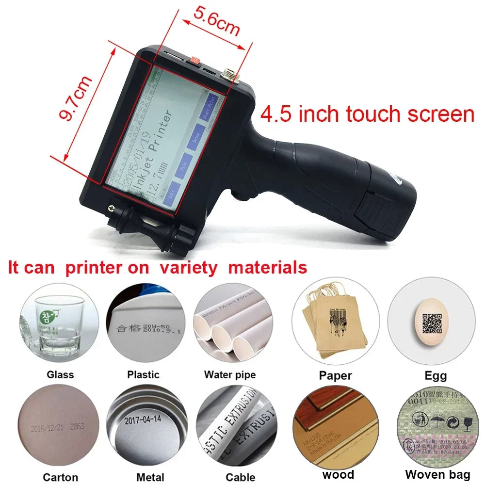 YUN DUAN Handheld Tintenstrahldrucker Schnell Trocknende Tinte Tintenstrahldrucker Tragbar Drucker Für Ablaufdatum Logo Plastikbeutel Glasflasche