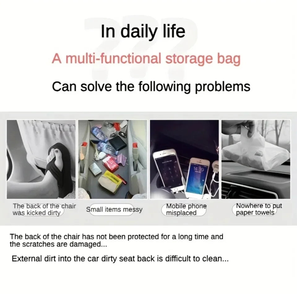 Organizator auto 2025: Geantă de depozitare pentru spătarul scaunului auto, pernă anti-șoc pentru copii - Organizator suspendat pentru spătarul scaunului cu desene animate, impermeabil, durabil, colecție de depozitare auto