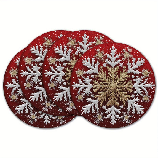 Christmas Round Placemat Cartoon Santa Claus Wreath Snowflake Heat Insulation Pad Xmas Table Coasters Merry Christmas Decor 2025