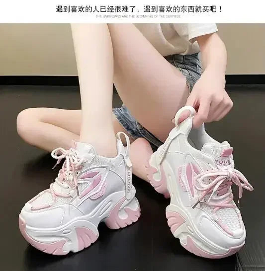 Fashion Sneakers For Women 11CM Platform Chunky Casual Shoes High Quality Autumn Woman Tenis Female Walking Trainers Thick Sole