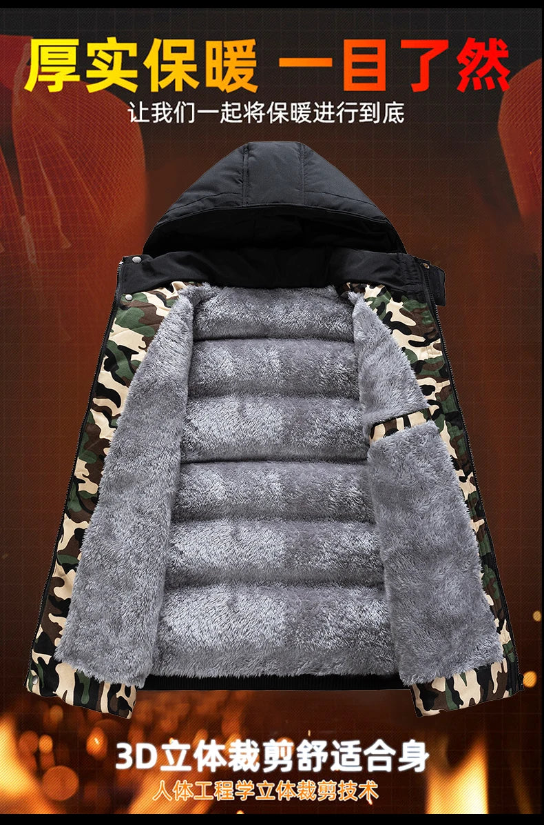 MAINKULCN Gepolsterte Kapuzenweste - Reißverschluss, Fleece-Fütterung, Größe 9XL 10XL