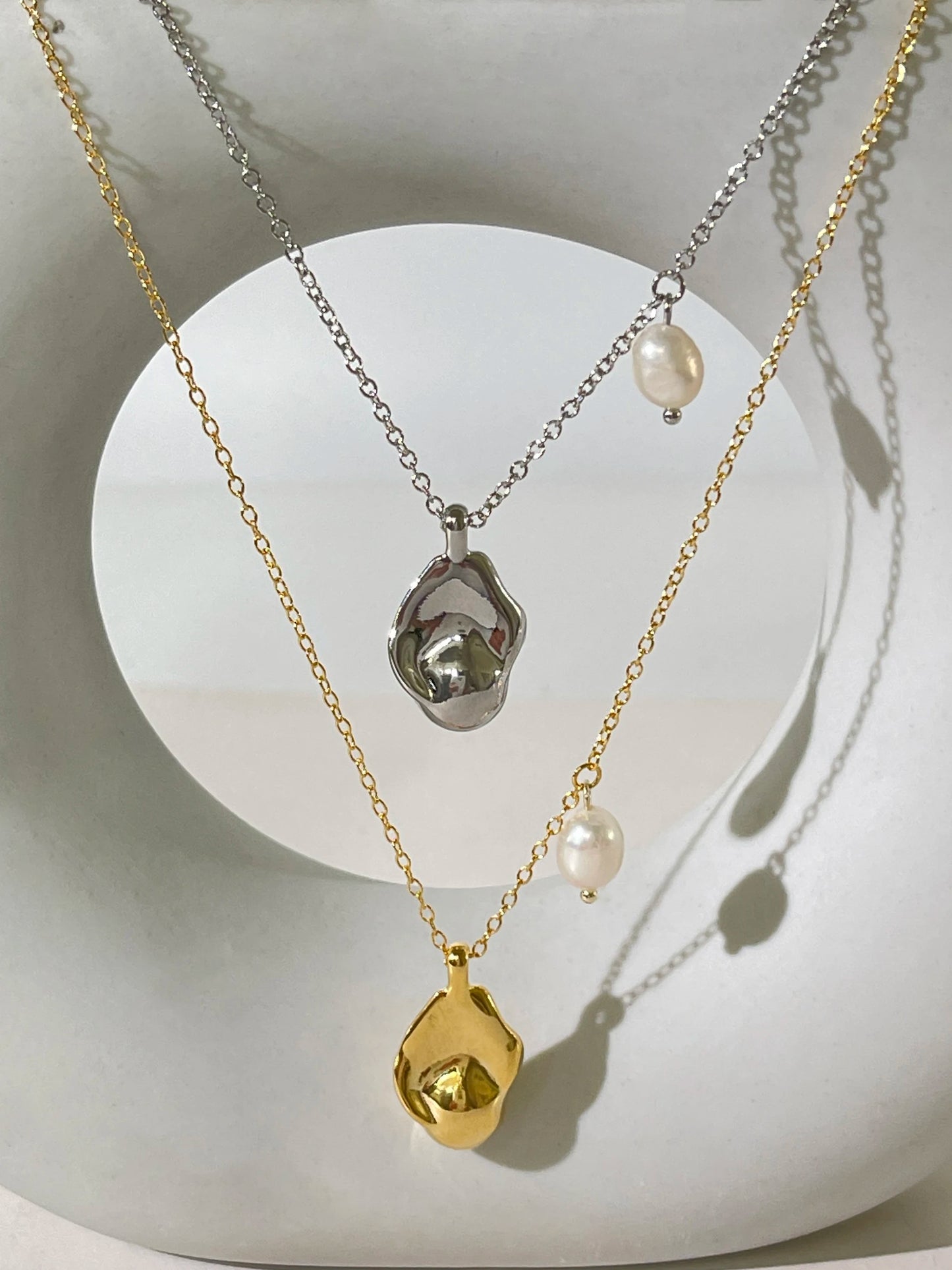 Peri'sbox Gold Silver Plated Baroque Pendant Necklace with Natural Freshwater Pearl Irregular Teardrop Necklaces Great Gift Idea