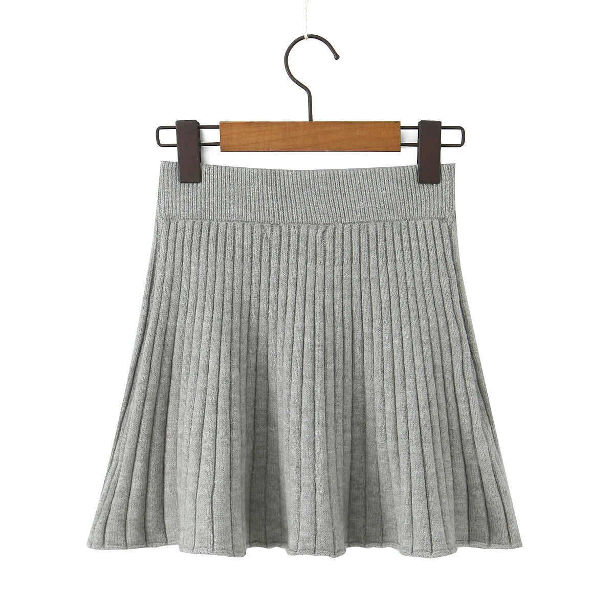 ZJOAN SHOWCN O-Neck Cardigan Set - Knopfverschluss Kurzrock Elastischer Bund Grau Khaki Größe Regular Extra-Heavy