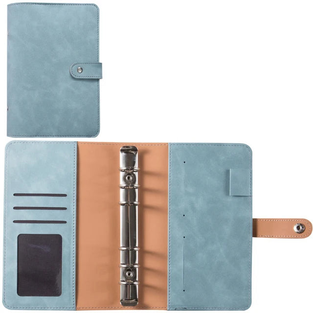 Caiet din piele PU A6 2025 - Organizator de planificator DIY cu 8 buzunare, foi de buget, școală