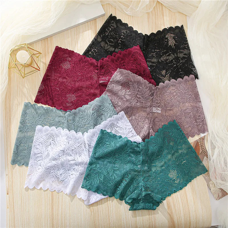 FINETOO 8Stk Frauen Blumen Spitze Höschen Hohe Taille Brief Sexy Lingerie Höschen Brasilianische Unterhosen Femme Unterwäsche Bikini Intim