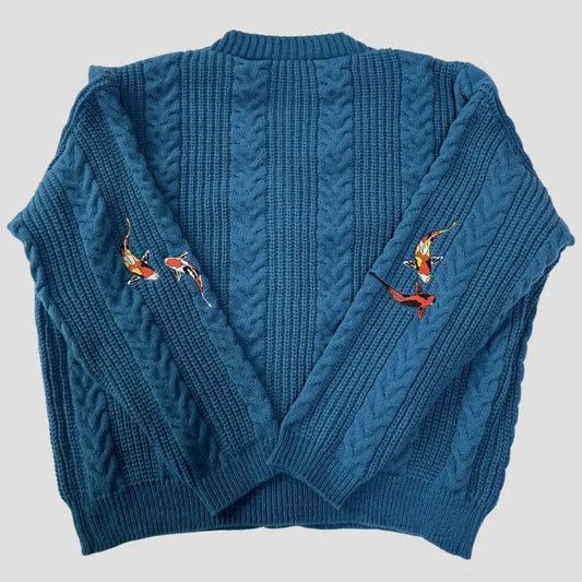Koi Strickjacke Vintage Stickerei - Damen S-L, Türkis