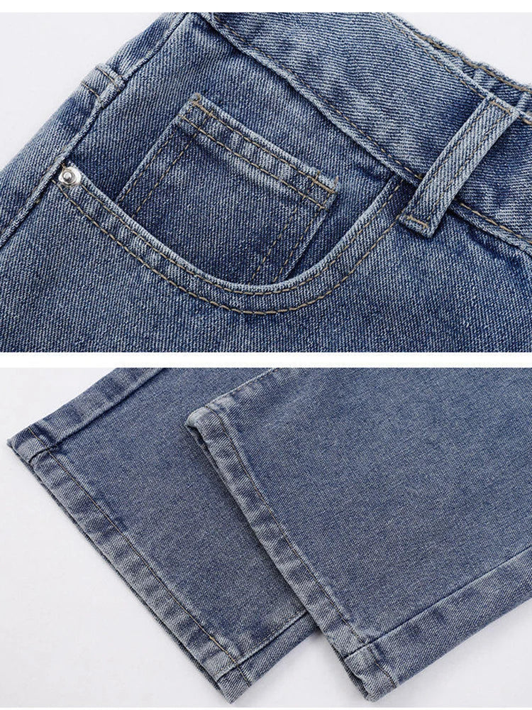 KFashion Classic Gerade Jeans - Weites Bein Einfarbig Blau