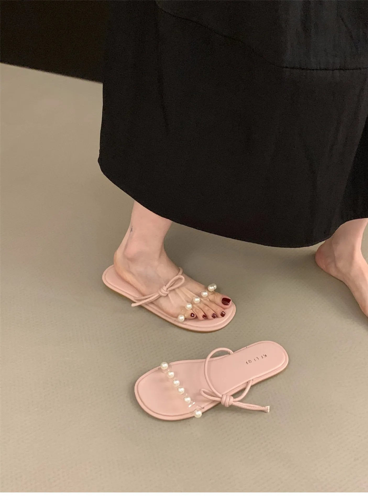 Plegie Sandale Transparente Perlenriemen - Anti Rutsch 3cm