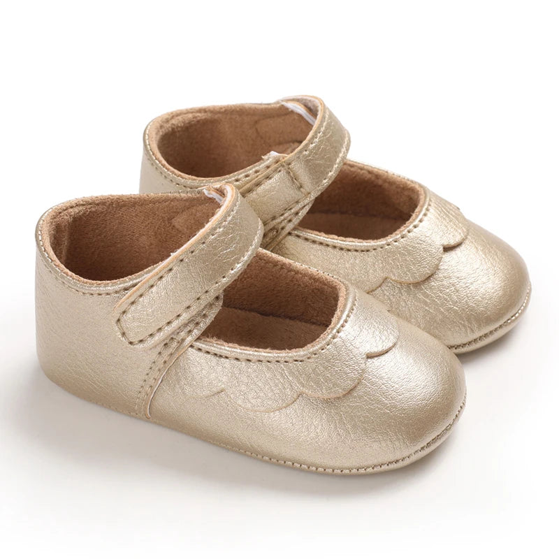 Baby Mädchen Schuhe 2025 - Fashion Einfarbig Leder Blume Prinzessin - Weiche Gummisohle Rutschfest Casual Erste Laufschuhe