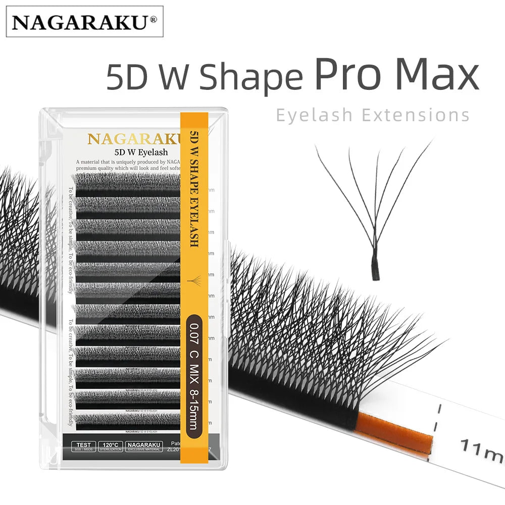 NAGARAKU Automatic Flowering W Shape Bloom 3D 4D 5D 6D Premade Fans Eyelash Extensions Natural Soft Light Full Dense
