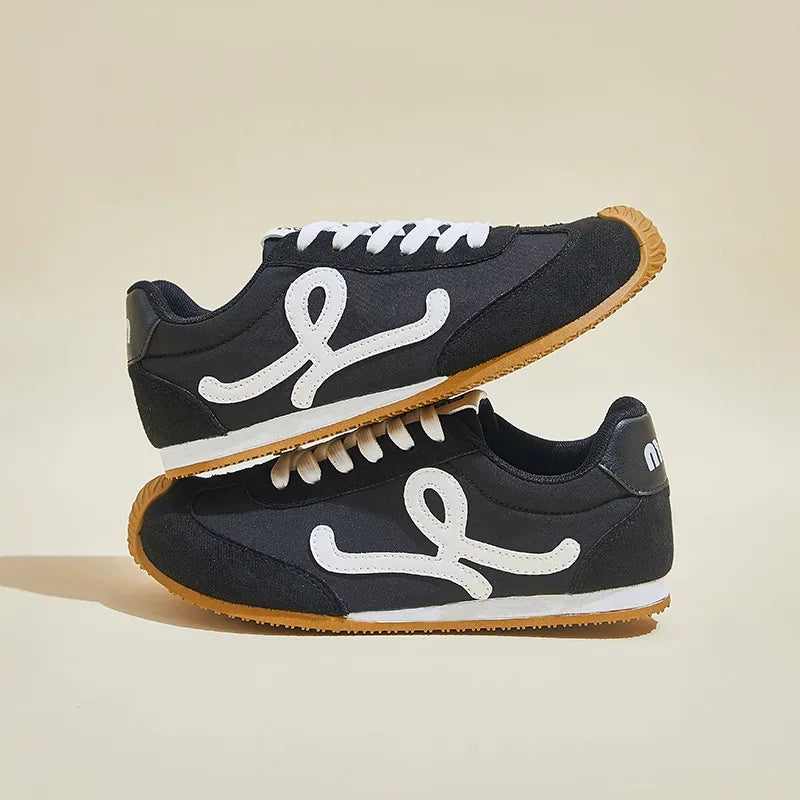 New Fashion Women's Shoes 2025 Spring Autumn Platforms Sneakers Comfortable Flat Shoes Lace-up Non Slip Casual Vulcanized Shoes - Golden Bridge Store