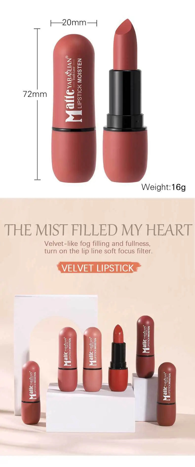 Lippenstift 2025: 6 Colors elegant Matte Lipstick Waterproof Long Lasting - Color Rendering Non-stick Velvet Lips Liner Pencil Woman Makeup Cosmetics Collection
