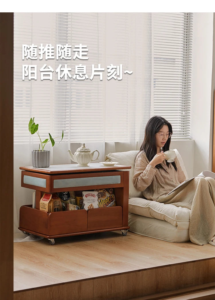 Cabinet Wood Coffee Table Lift Portable Walnut Design Living Room Side Table Folding Modern Luxury Mesa De Centro Sala Furniture