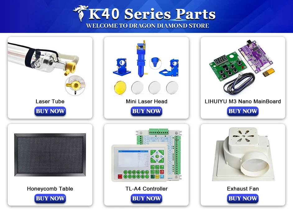 Tub laser CO2 Dragon Diamond, răcire cu apă - 40W, 50mm, 700mm