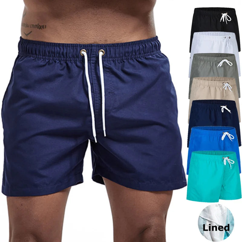 Herren Schwimmhose Taschen Mesh-Futter Schnelltrocknend Casual Board Shorts