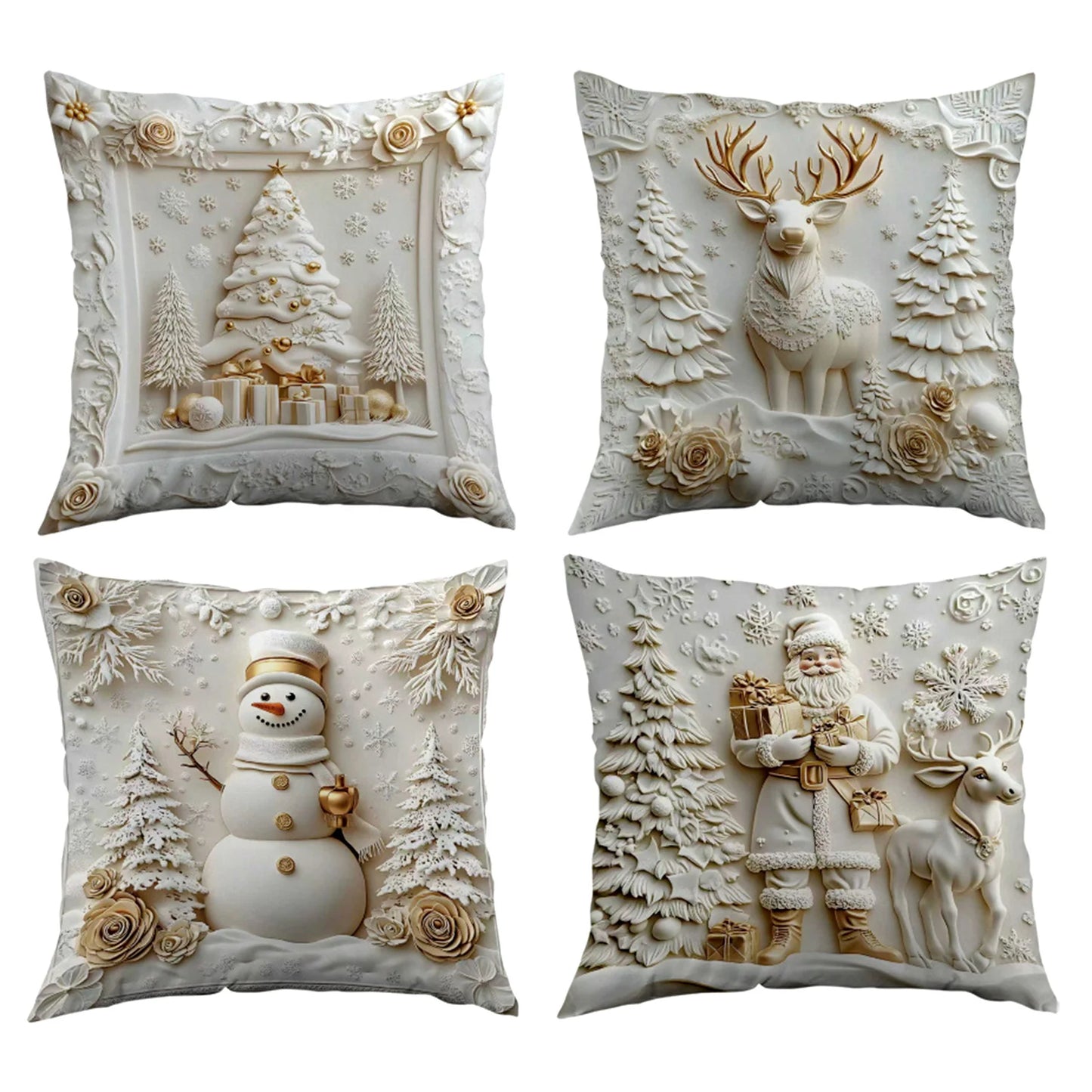 Plush Throw Pillow Covers Xmas Decorative Cushion Covers Ultra Soft Cozy Winter Holiday Warm Pillowcase For Christmas Decoration