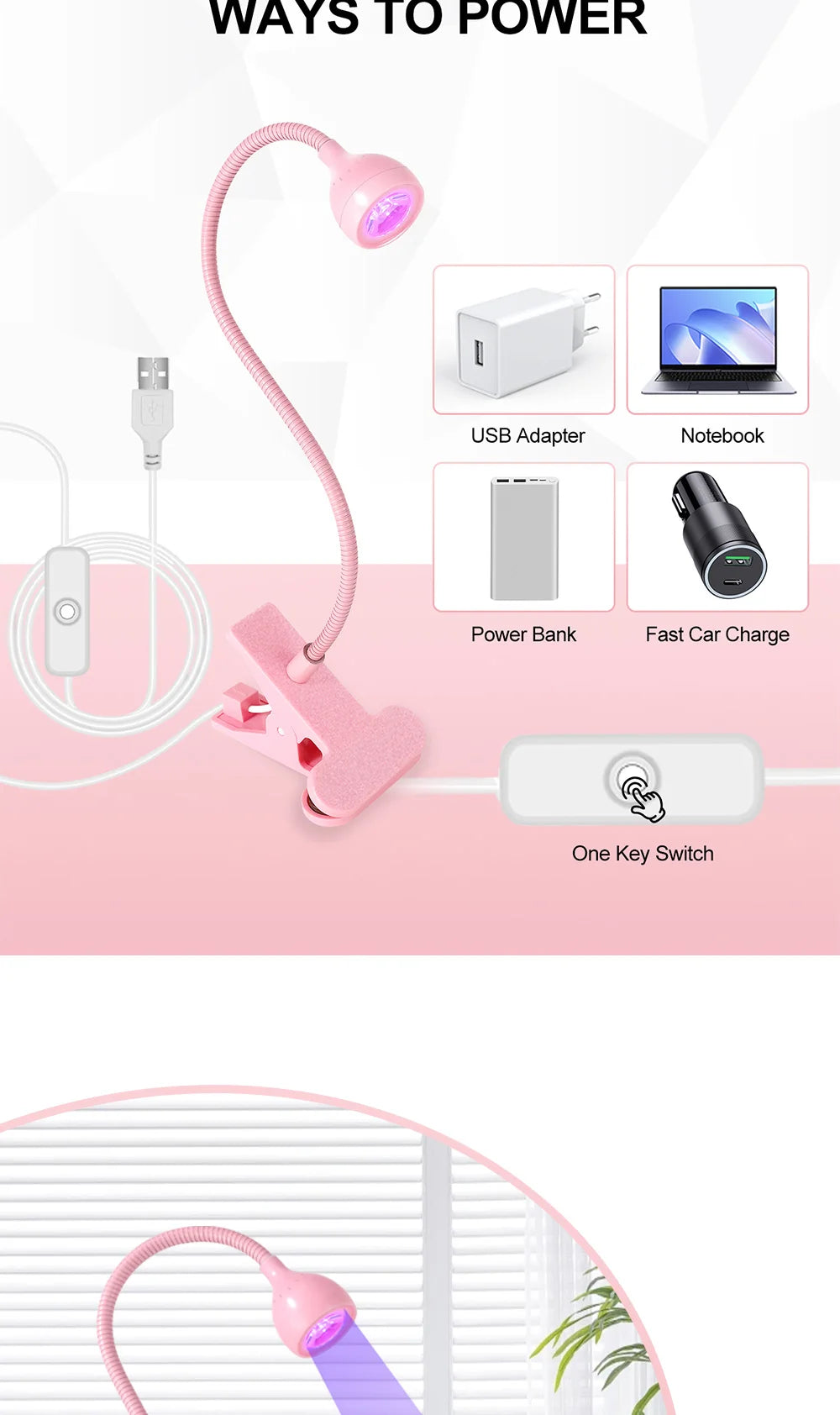 Lampă de unghii 2025: Limegirl Nail Lampă LED UV cu uscare a ojei cu gel - Mini uscător de unghii portabil USB cu clipsare flexibilă pentru birou Colecție salon de manichiură