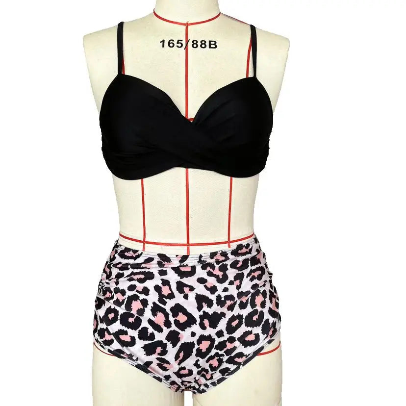 Vintage High Waist Bikinis: Push Up Schwimmbekleidung Bedruckt - Frauen Schwimmanzug Damen Strandmode Sommer Bademode Retro-Charme