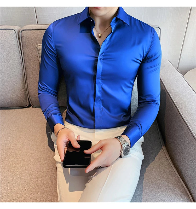 8Farben SlimFit Langarmhemd - Gr. M-L, Feiner Stoff