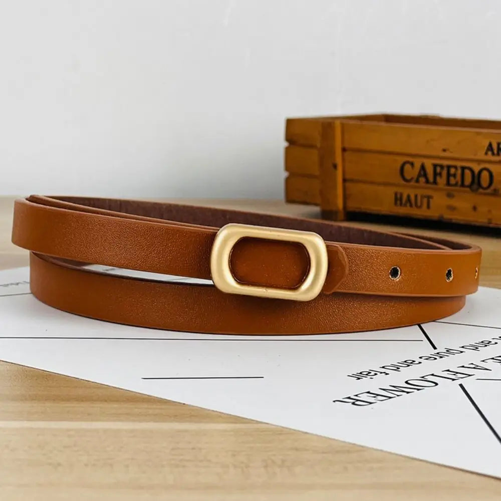 Luxury Design Leather Belt Casual Versatile Women Waistband Thin Waist Strap