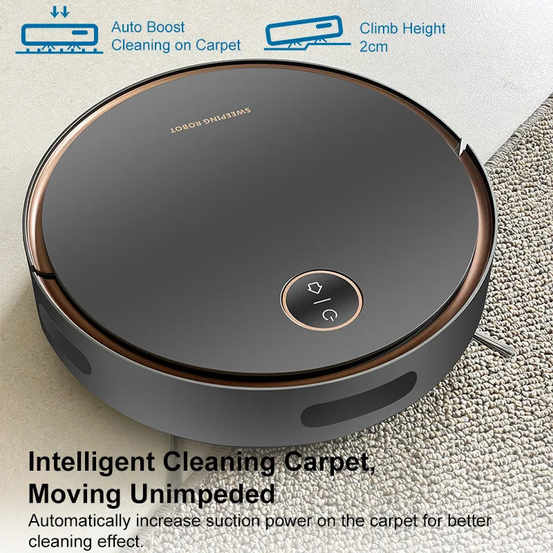 NEW 5000Pa Robot Vacuum Cleaner 3 In 1 Suction Sweeping Mopping Automatic Rechargable Cleaning Sweep Floor for Home Office
