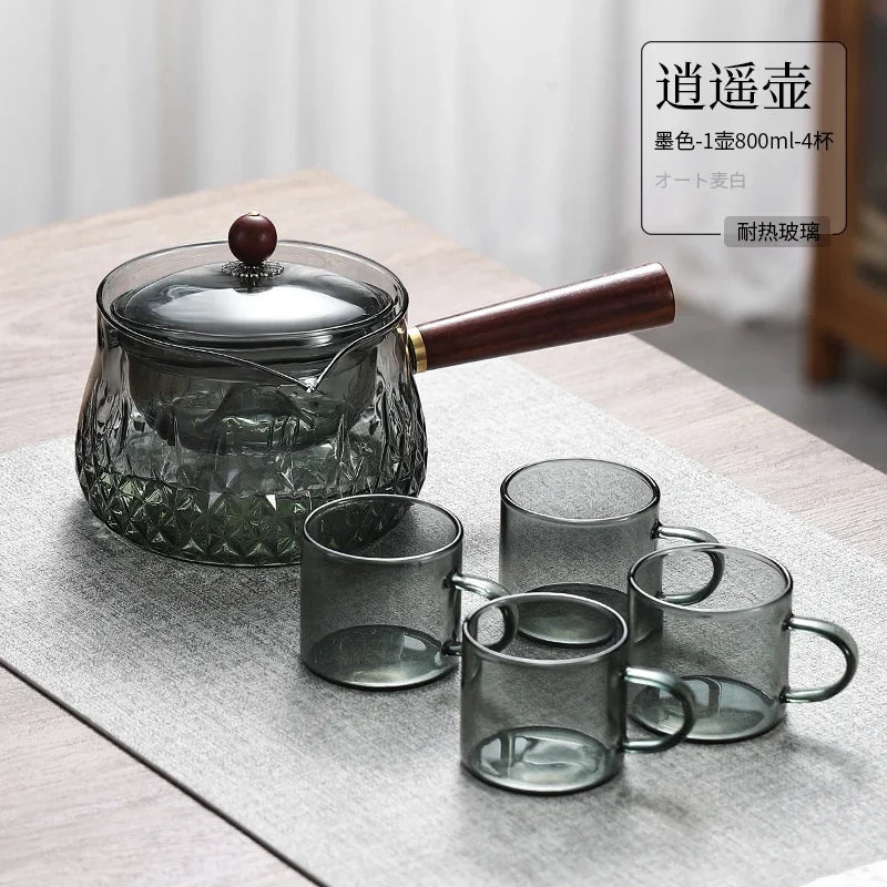 Glas-Teekanne 2025: Heat-Resistant Rotating-Leisure - Tea Set Collection