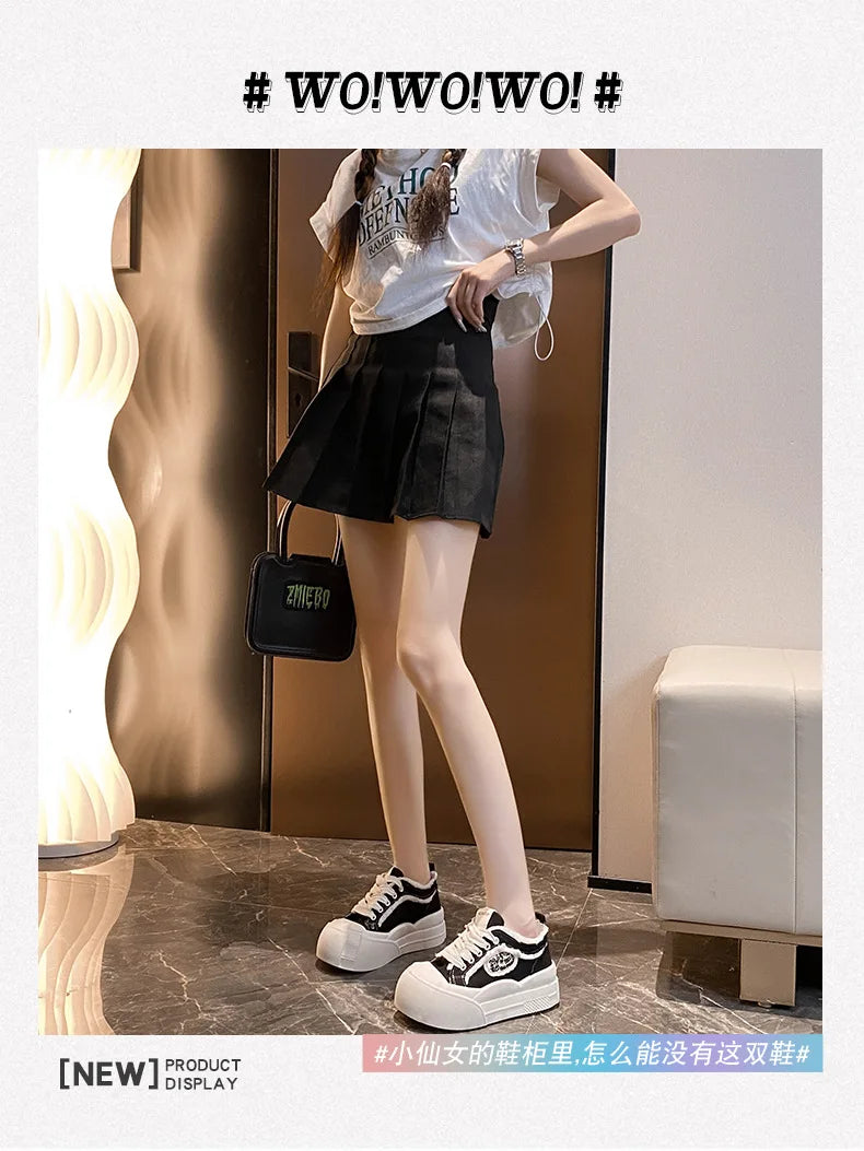 Womens Platform Sneakers White Tennis Shoes Woman Casual Low Top Fashion Chunky Canvas Sneakers 2025 New Spring Summer Trainers