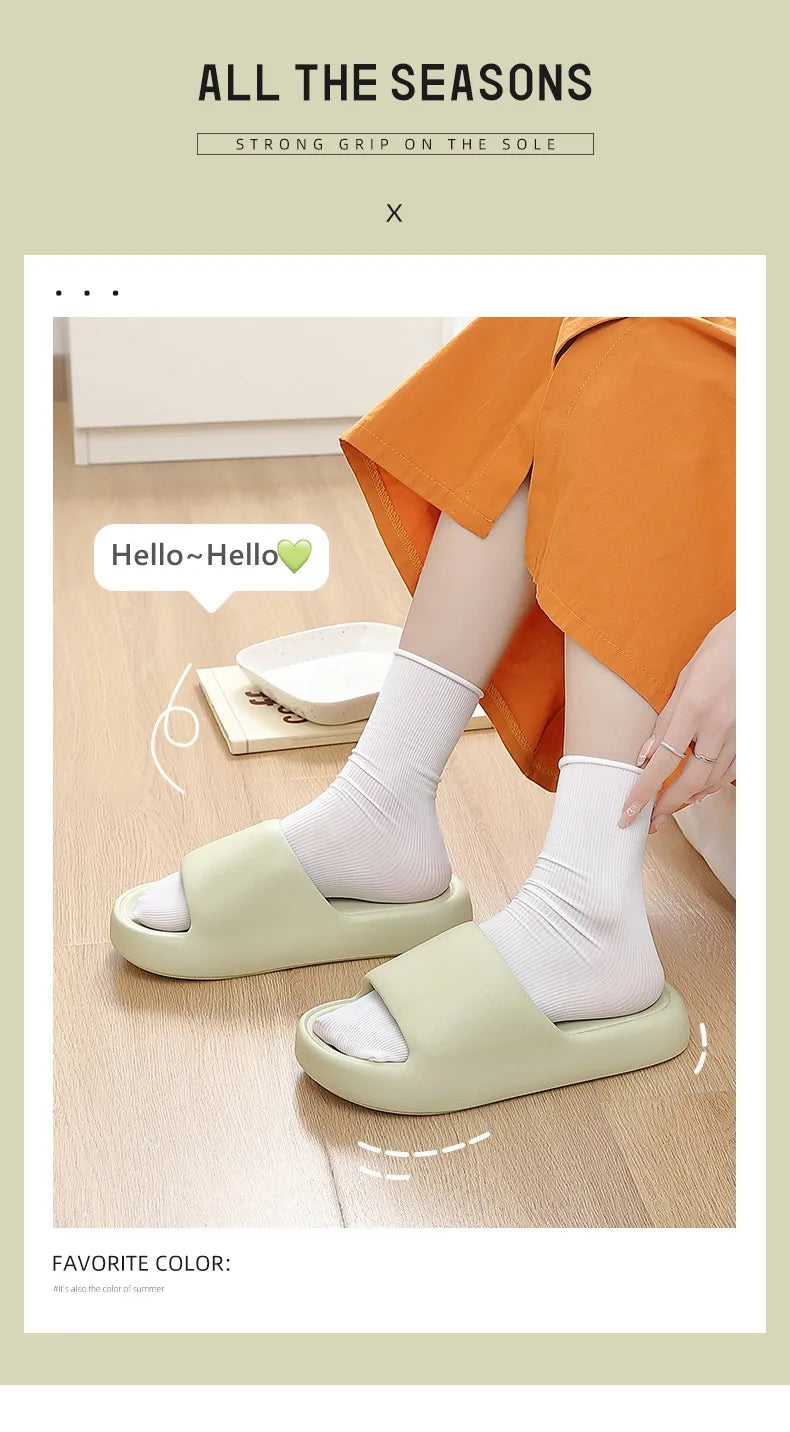 New Soft EVA Slippers Couples Home Slipper Outdoor Beach Summer Sandals Bath Men Flip Flops Non-Slip Women Thick Sole Shoes