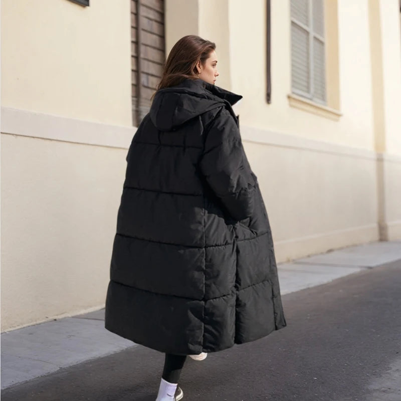 WinterParka Koreanisch Gefüttert - Kapuze, Baumwolle, lang