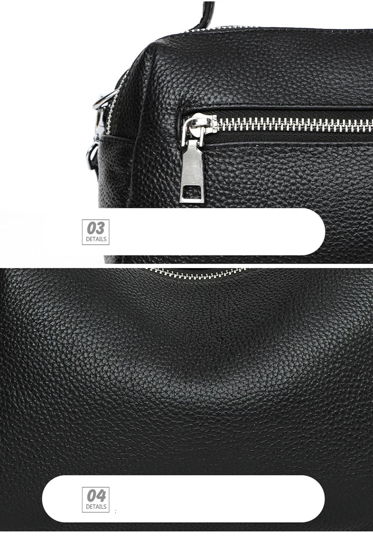 HebeiChoice Vintage Boston Echtes Leder - 2L 25x18 cm
