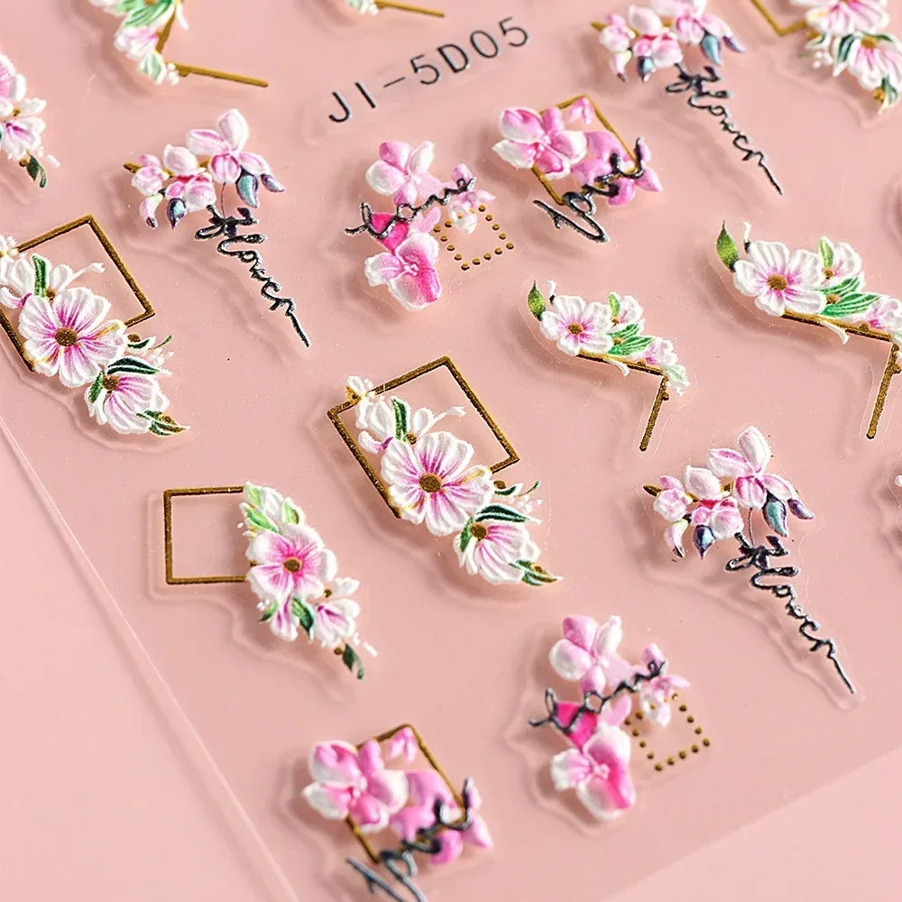 Choice 5D Nagelsticker Cherry Blossom - 3D Gold 10er Set