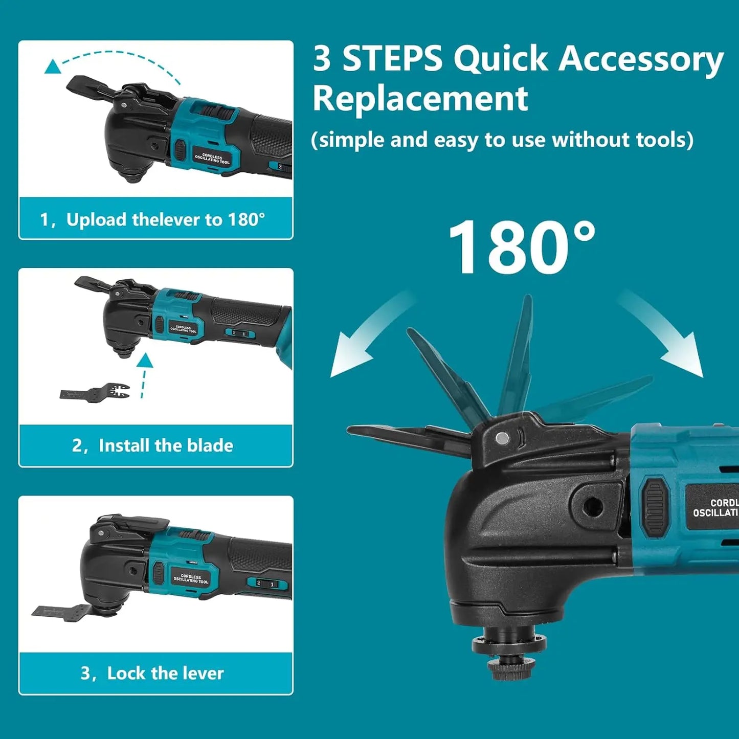 Multifunction Tool for Makita 18V Li-Ion Battery, Multimaster 6 Adjustable Speeds (Batteries Not Included)