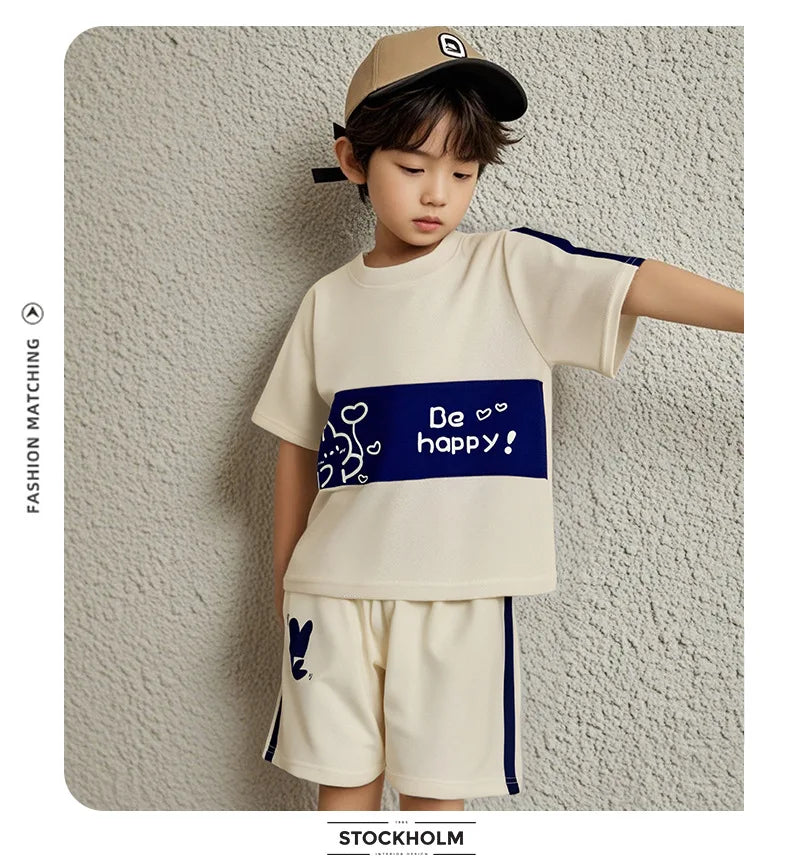 Seturi pentru copii Haine pentru copii Băieți și Fete Top + pantaloni scurți 2 buc mânecă scurtă Îmbrăcăminte cu dungi pentru bebeluși Tricou pentru copii mici Treninguri Ținute la modă