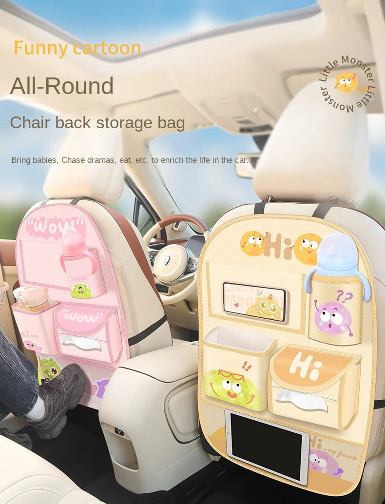 Car Storage Hanging Bag for Car Interior Multi-Functional Car Seat Back Organizer Rear Seat Tissue Box Trash Can Storage Box
