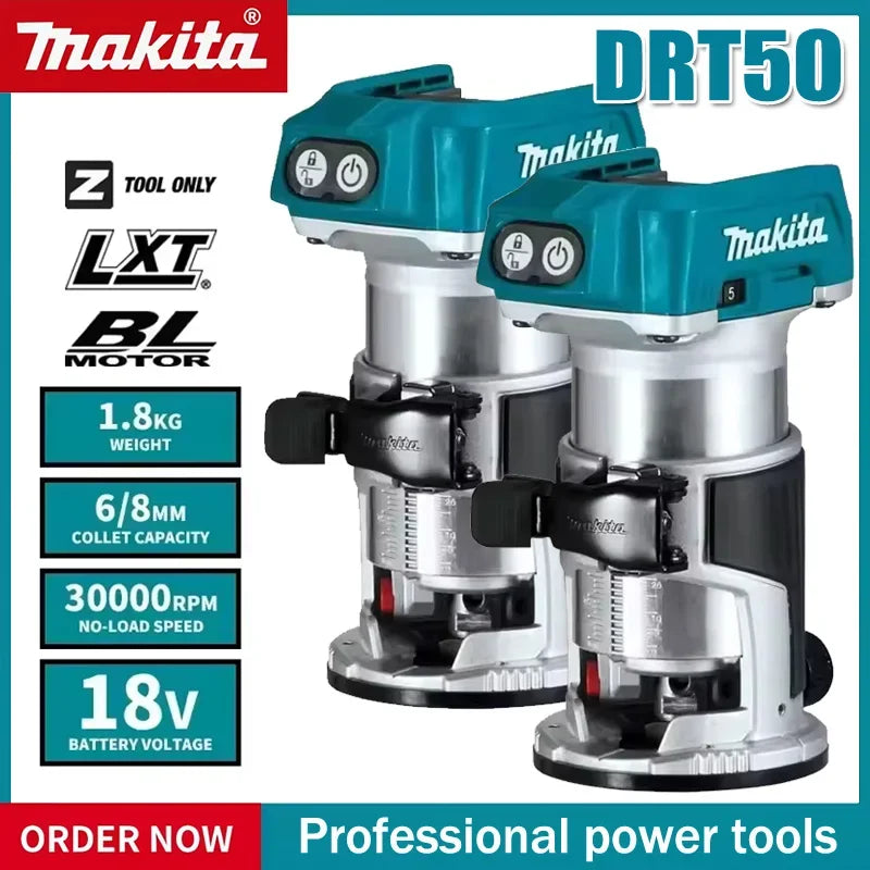 Makita DRT50 Cordless Trimmer Rechargeable Trimming Machine Brushless Slotting Tool Milling Woodwork Engraving Machine Original