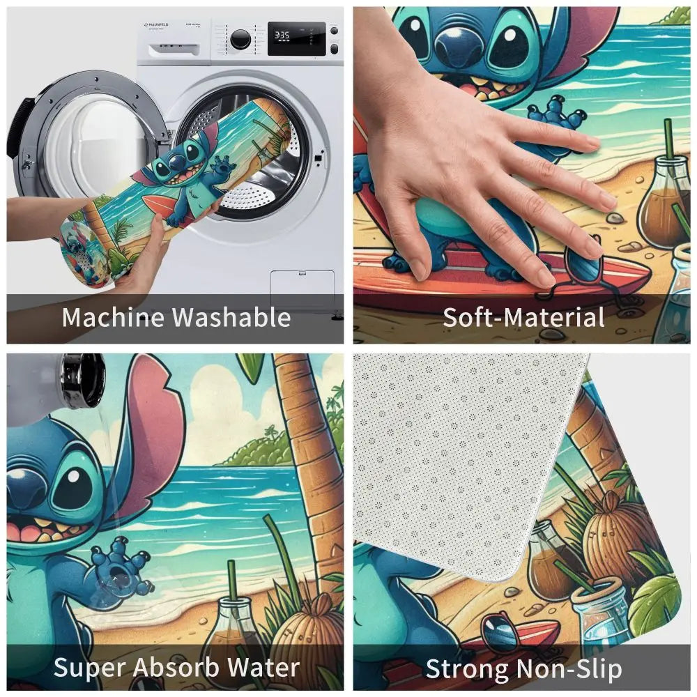 Custom Cartoon Stitch Floor Door Kitchen Bathroom Mat Anti-Slip Outdoor Doormat Bedroom Balcony Entrance Rug Carpet Footpad