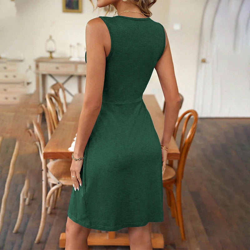 Elegant Party Women's Dresses 2024 Slimming Dress Summer elegant Hottie Knitted Fabric Folds Fashionable Sleeveless Casual Clothing