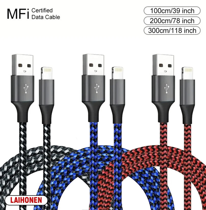 LAIHONEN AL-BZ-001 MFi Lightning-Kabel - 1-3m, 12W, Nylon