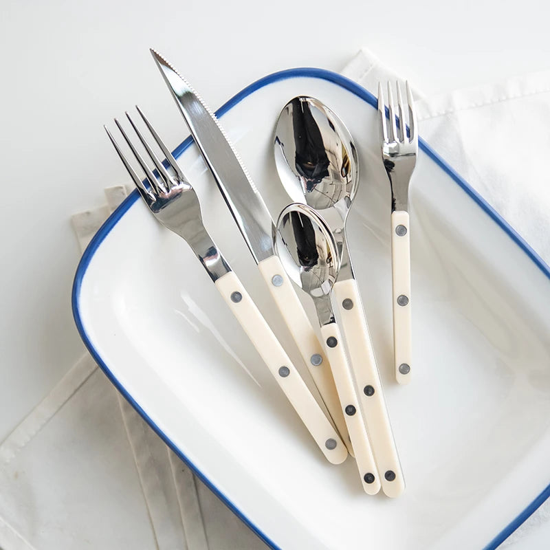 Fashion Korea Style Cutlery Set 18/10 Stainless Steel Creativity Gift Flatware Colorful Handle 304 Knife Fork Spoon