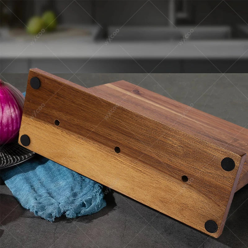 WXCOO Professional Kitchen Chef Knife Damascus Steel Laser Pattern Santoku Knife Double Side Magnetic Kitchen Knife Block