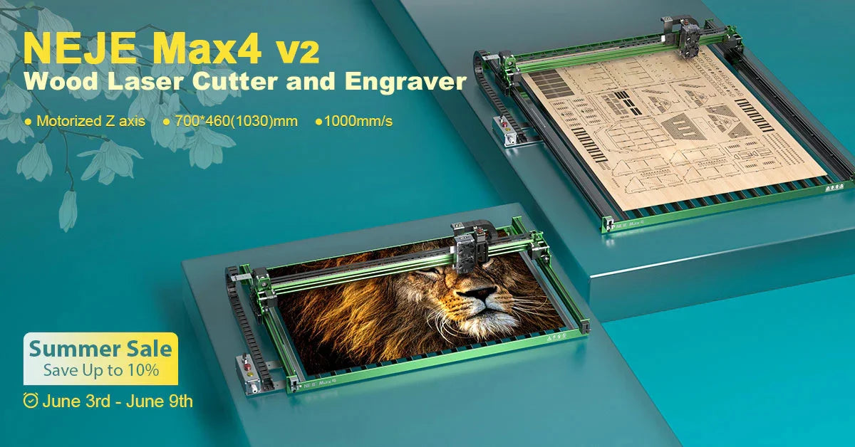 Lasergravur-Maschine 2025: NEJE Max 4 V2 Pro Laser Engraver 1000mm/s High Speed - 254DPI Precision Motorized Z-Axis Wood Acrylic Leather Collection