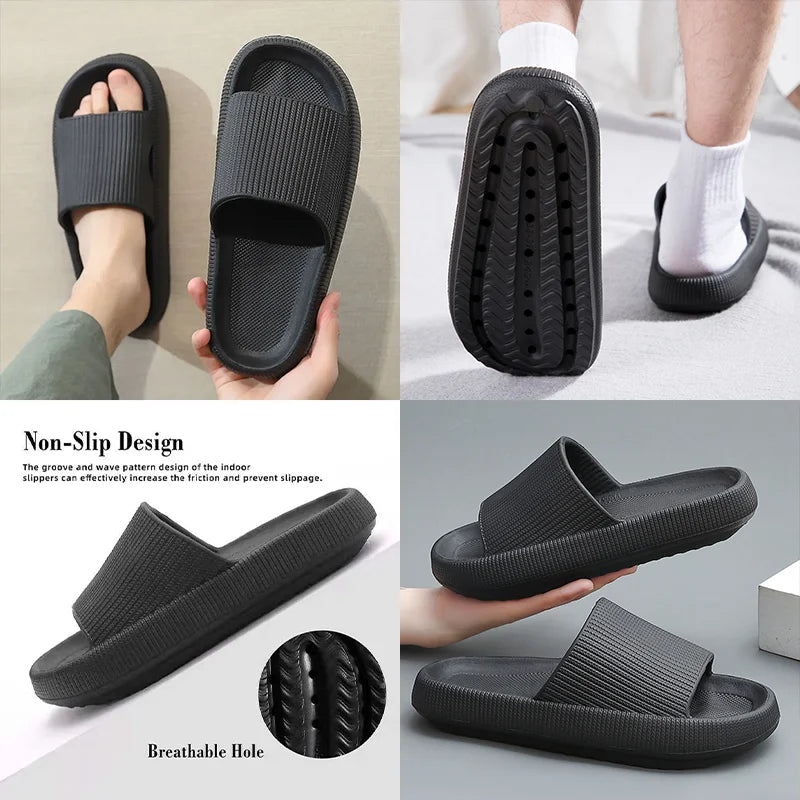 Frauen Dick Plattform Cloud Hausschuhe Sommer Strand Eva Weich Sohle Slide Sandalen Freizeit Männer Damen Innen Badezimmer Anti-Rutsch Schuhe